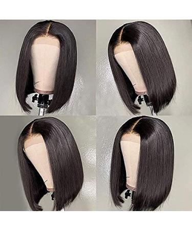 Hibaby 8 Inch Short Bob Human Hair Lace Front Wig for Black Women - Brazilian Virgin Hair, Deep Parting, Natural Color, Pre Plucked with Baby Hair - Glueless - Buy Online on GoSupps.com