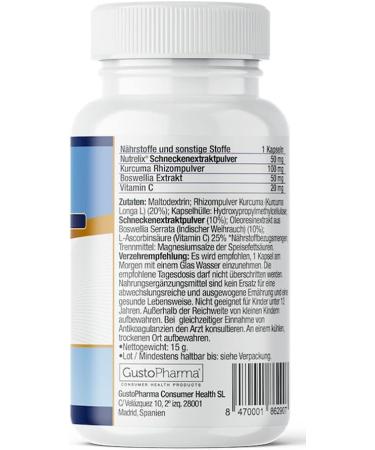 Helix Original Joint Pain Relief - Nutritional Supplement with Turmeric Boswellia & Snail Protein - Lactose & Gluten Free (30 Capsules) - Buy Online on GoSupps.com