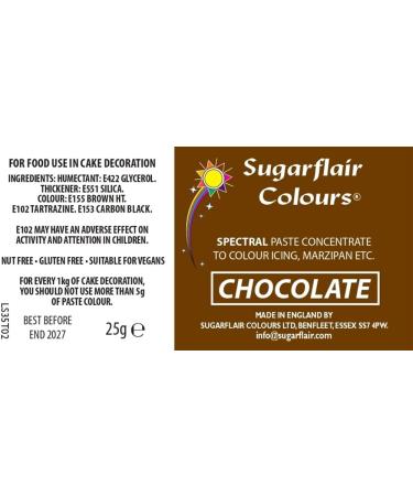 25g Sugarflair Chocolate Spectral Food Colouring Paste for Sugar Pastes, Buttercream, Royal Icing - Highly Concentrated & Vibrant Dye - Buy Online on GoSupps.com