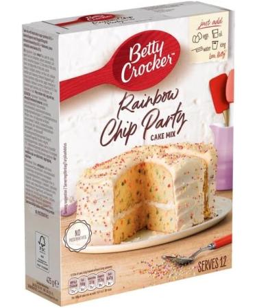 Betty Crocker | Party Rainbow Cake Mix 425G | Cake mix with multicolour sugar sprinkles (6%) | No Preservatives - Buy Online on GoSupps.com