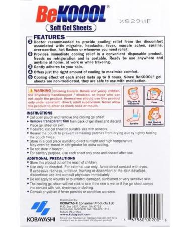Be Koool Migraine Relief Soft Gel Sheets 48 ct - Fast Cooling Therapy - Buy Online on GoSupps.com