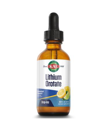 KAL Lithium Orotate Drops Natural Lemon Lime Flavor 2 fl oz (60 ml)