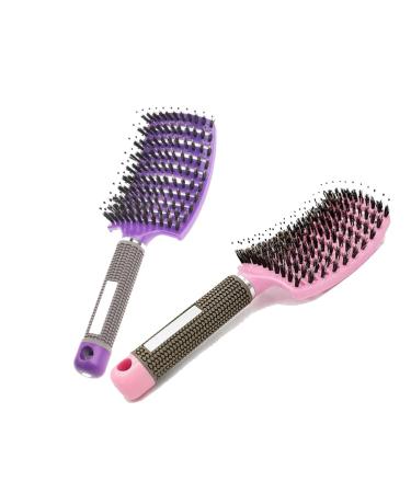 Voremy Magical Brush Detangler  Detangling Brush  Vormey Ultra Detangler Brush  For Wet Or Dry Detangling Hair Brush For Men  Women And Kids  Fast Drying Styling Massage Hairbrush (Pink+Purple)
