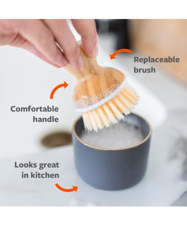 Full Circle Bubble Up Ceramic Soap Dispenser & Bamboo Dish Brush - WhiteGray - Buy Online on GoSupps.com