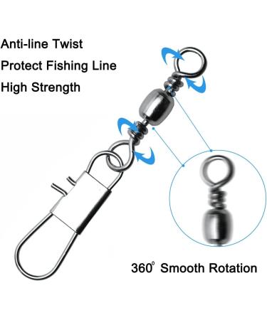 50/250pcs Fishing Barrel Swivels with Safety Snaps Swivel Stainless Steel High Strength Interlock Snap Swivels Rolling Connector Black Nickel Solid Ring Freshwater Fishing Tackles Accessories #10_30Lb_50 pcs - Buy Online on GoSupps.com