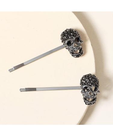 Xerling Halloween Black Skull Bobby Pins - Retro Rhinestone Hair Clips for Girls and Women - Buy Online on GoSupps.com