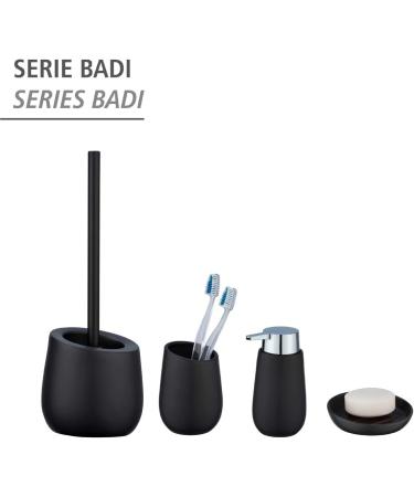 WENKO Toothbrush Cup Badi Black | Stylish 11x8x8 cm Bathroom Accessory | International Shipping - Buy Online on GoSupps.com