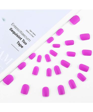 Sethexy Matte Purple False Nails - Short Full Cover Salon Art Design - 24pcs for Women & Girls - Buy Online on GoSupps.com