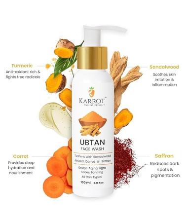 Karrot Natural Skincare Ubtan Detan Face Wash Fades Tanning and Promotes Youthfulness Turmeric with Sandalwood Almond Carrot and Saffron Ideal for Men and Women 100 ml - Buy Online on GoSupps.com