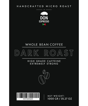 Don Espresso | Dark Roast - Extra Strong Coffee | High Grade Caffeine | 1KG Whole Coffee Beans | Premium Robusta - Buy Online on GoSupps.com