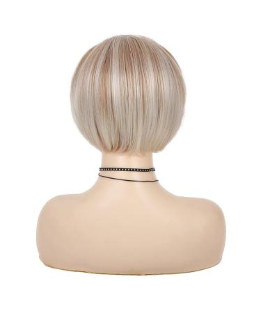 Baruisi Short Blonde Wig for White Women - Layered Synthetic Bob Wig with Side Part for Halloween Party Cosplay - Includes Wig Cap (Platinum Blonde) - Buy Online on GoSupps.com