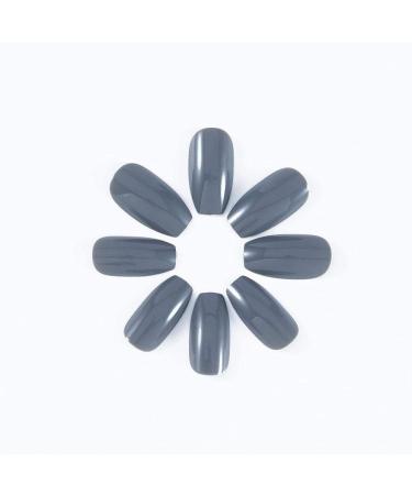 Buy Huil Gray Long Coffin False Nails - 24 Pcs Full Cover Acrylic Stick-On Nail Tips for Women & Girls | International Shipping - Buy Online on GoSupps.com