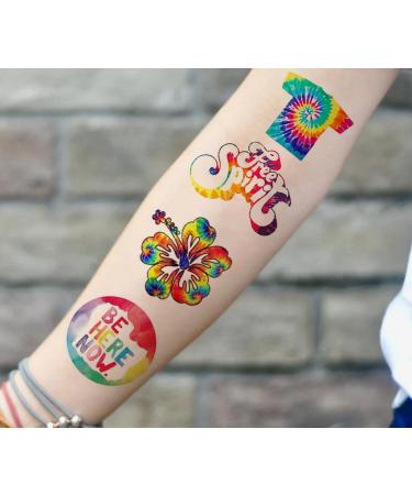 Tie Dye Temporary Tattoos Stickers 120pcs - Birthday Party Decorations for Kids - Carnival Rewards - Buy Online on GoSupps.com