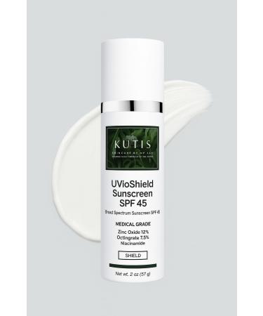 KUTIS UVioShield Medical Grade Broad-Spectrum Sunscreen SPF 45 with Zinc Oxide Octinoxate Niacinamide for UVA/UVB Protection 2 oz