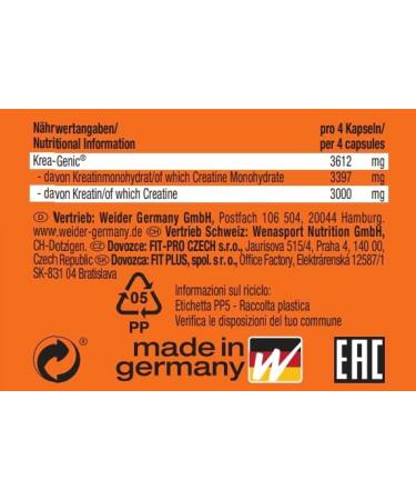 Weider Maximum KRea-Genic Creatine Capsules - High Dose Double Buffered Creatine Monohydrate for Muscle Growth & Power | 100 Capsules - Buy Online on GoSupps.com
