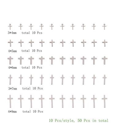 50Pcs Silver Cross 3D Nail Art Charms - Jesus Metal Rivet Christian Gems for Nail Decorations - Buy Online on GoSupps.com
