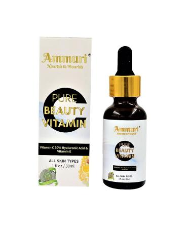Ammuri Premium Quality Pure Beauty Vitamin C Serum For Anti-Aging power of Vitamin C + E + Amino + Hyaluronic Acid Best for Face Care Skin Care & Skin Glow