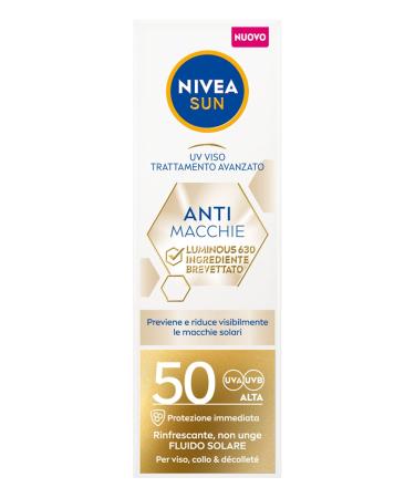 Nivea Sun UV Face Cream FP50 - Anti-Spots Luminous Sunscreen with Hyaluronic Acid & Vitamin E | 40ml Facial Lotion - Buy Online on GoSupps.com