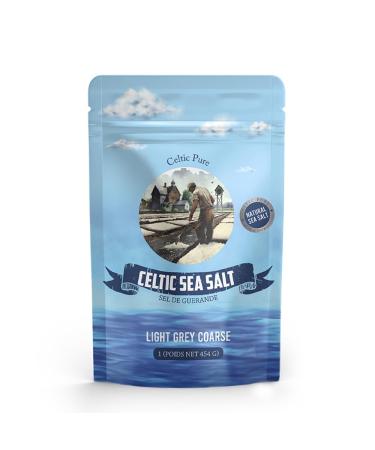 1lb Celtic Sea Salt - (454g) | 100% Organic Unrefined Celtic Salt | Rich in 82+ Essential Minerals | Hand Harvested Light Grey Coarse Celtic Salt Crystals from France