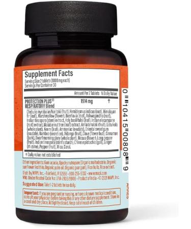 Maharishi Ayurveda Protection Plus Lung Support Supplement - Bronchial & Lung Health Detox (60 Tablets) - Buy Online on GoSupps.com