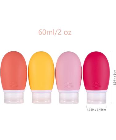 LIYUABU Silicone Travel Bottles 4 Pack 60ml Leak Proof Squeeze Refillable Portable Empty Travel Bottles Accessories Containers for Toiletries Shampoo Conditioner Lotion BPA Free TSA Approved 60ml Rose Red - Buy Online on GoSupps.com