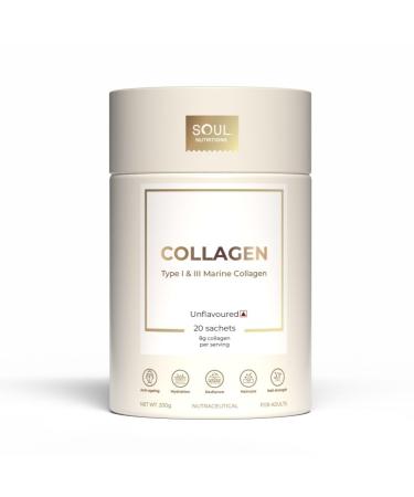 100% Pure Marine Collagen Protein Unflavored 20 Servings Sugar Free - for Hair Skin and Nails - Type I & III Peptides Sugar Dairy Preservative-& GMO-Free Perfect for Drinks & Smoothies..
