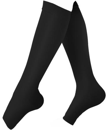Buy Tyenaza Varicose Vein Stockings - 20-30 mmHg Compression Open Toe Thigh-High for Edema & Shin Splints | Nursing Support - L Black - Buy Online on GoSupps.com