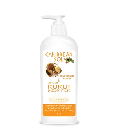 Caribbean Sol - Kukui Body Silk After Sun Lotion - Organic Aloe Vera Gel Sunburn Relief After Tan Lotion - Sun Burn Care Moisturizer 8oz. 8 Ounce