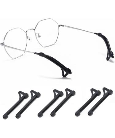 Osaladi Non-Slip Silicone Glasses Sleeves - 5 Pairs for Secure Fit & Comfort | Anti-Drop Support for Glasses Legs - Black 6x1.8cm - Buy Online on GoSupps.com