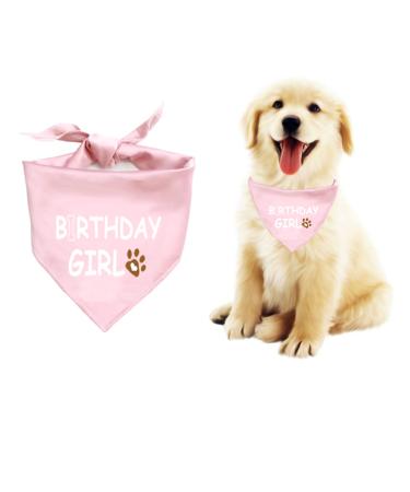 Dog Birthday Bandana Dog Birthday Boy Girl Dog Birthday Supplies for Small Medium Large Pet(Large) Pink(BIRTHDAY GIRL) Large (Pack of 1)