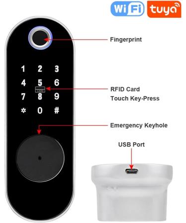 Fingerprint Lock Electronic Smart Door Locks Waterproof WiFi Card APP Unlock Access Control System Password Card Outdoor (Color : Package C 3) (Package a 1) - Buy Online on GoSupps.com