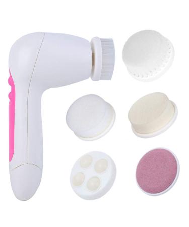Cimenn 5 in 1 Multi-functional Electric Face Cleansing Instrument Pore Cleaner Brush Massager (Pink)
