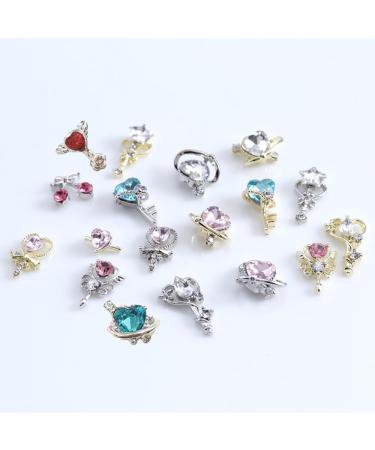 24pcs 3D Heart Zepter Zircon Nail Charms - Shiny Rhinestones & Flatback Diamonds for DIY Nail Art & Wedding Decor - Buy Online on GoSupps.com