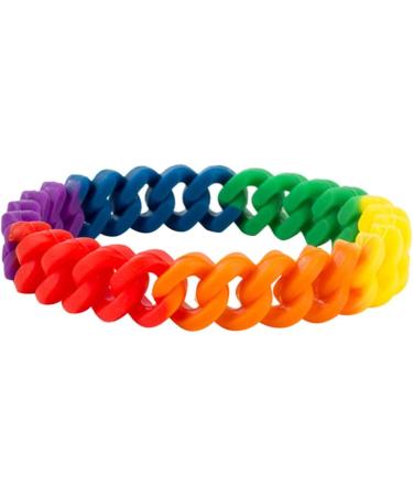 VALICLUD 3 Pcs Mens Gift Lesbian Rainbow Wristbands Cuff Bracelet Braided Rainbow Chain Braclets for Men Rainbow Chain Bracelet Biker Ring Men Gift Mens Bracelets United States Simple Medium Colorful - Buy Online on GoSupps.com