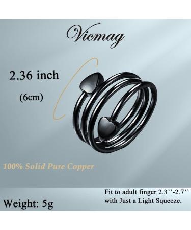 Vicmag 2PCS Lymph Drainage Copper Rings for Women - Magnetic Therapy for Arthritis Pain Relief with 3500 Gauss Magnets - 100% Pure Solid Copper - Gift Jewelry (Love Heart) - Black - Buy Online on GoSupps.com