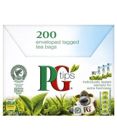 PG tips PG Tips Pack of 200 labeled wrapped tea bags 400g