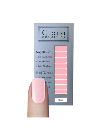 Original Clara Cosmetics nail polish for sticking on 25 self -adhesive nail films test winner 2022 in Austria under 6 nail polish foils up to 4 applications per nail wrap pack all trend colors ros