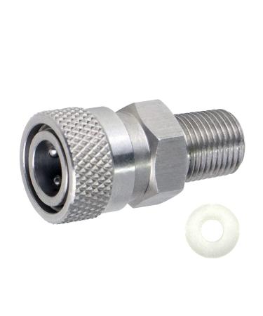 HMKUGO 1/8 NPT Male to 8MM Female Quick-Disconnect Connector Adapter, Stainless Steel, PCP Paintball Charging Fittings with Sealing O-Ring