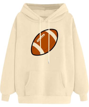 Yihaojia Cute Hoodies Women Football Graphic Sweatshirts Game Day Long Sleeve Hoodie Shirts Drawstring Pullover Tops Khaki#46 Small - Buy Online on GoSupps.com