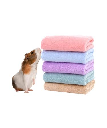 PODOO Guinea Pig Blankets, Soft Rabbit Fleece Cage Liners, Small Animal Bedding Sleeping Mats Bathe Towels for Dog Puppy Cat 5pcs-11.8"x 11.8"