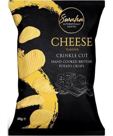 Swaha Crisps Cheese (Crinckle Cut) 24 Packs X 40g - Pure Saatvic - Traditional Hand-Cooked Crisps from UK - All-Natural Gluten-Free Snack - 100% British Potatoes - Onion & Garlic Free