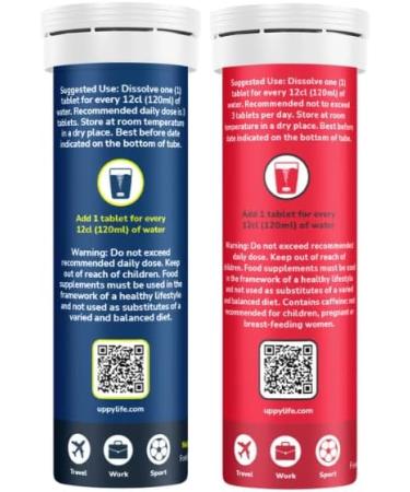 Uppy! Soluble Electrolyte Hydration Tablets Sampler Pack Original Lemon-Lime Plus Energizer Grapefruit-Lime-Caffeine for Travel Sports Party 20 Tablets (Pack of 2 x 10) Citrus with a hint of Ginger. Pack of 2 - Buy Online on GoSupps.com