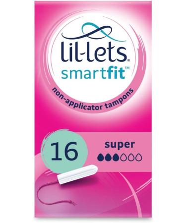 Lil-Lets Non-Applicator Ultra Tampons X 60 | 6 Packs of 10 | Extremely Heavy Flow & Smartfit 16 Non-Applicator Tampons Super 16 Count (Pack of 1) + Tampons Super 16 Count - Buy Online on GoSupps.com
