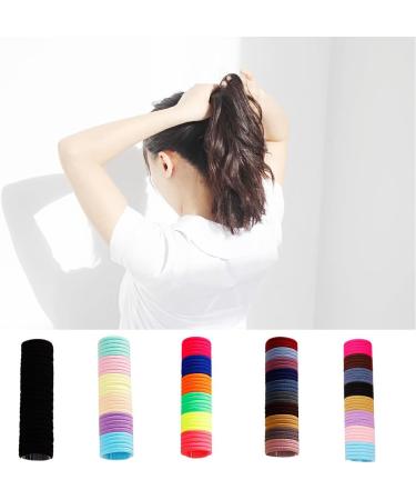 CLSSLVVBN 100 Pieces Hair Bands Stretchy High Elasticity School Ponytail Holder Elastics Bobbles Seamless Scrunchies for Girls Colorful 1 - Buy Online on GoSupps.com