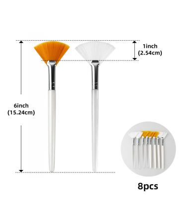 8 Pcs Fan Facial Brushes - Soft Mask Applicator Tools for Glycolic Peels/Masques (White/Yellow) - Buy Online on GoSupps.com