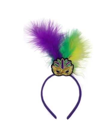 hgnxa Mardi Gras Headband for Woman with Sequins Feather Delicate Headbands Anti Slip Headbands Sweet Girls Prom Supplies Headband mask