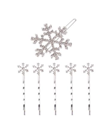 TOVINANNA Snowflake Rhinestone Hairpins Sparkly Rhinestone Hair Barrettes Bridal Hair Clips Hair Decor Accessories Snowflake Hair Barrette Crystal for Holiday Party Women