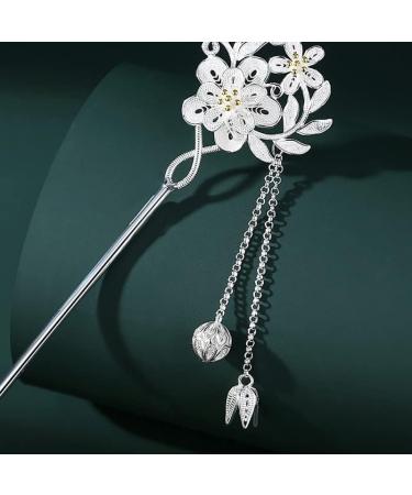 HangErFeng Silver Hairpin Hanfu Accessories Flower Butterfly Hairclip 604 - Buy Online on GoSupps.com