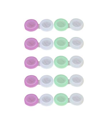 CIIEEO 10 PCs Contact lens case Seachable contact box with left/right eye holder - storage kit for students women men use accidental color mirror film