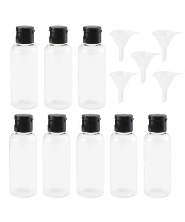 WFPLUS 30Pcs 2 oz Clear Plastic Empty Bottles and 5Pcs Funnels Small Travel Containers Travel Bottles with Black Flip Cap BPA-free Lotion Bottles for Liquids Shampoo Conditioner Lotion